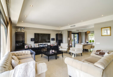Magnificent five-bedroom, south-facing villa situated in the prestigious Village Las Lomas de Magna Marbella with sea views