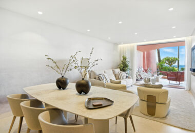 Impeccably renovated, south facing beach front, garden apartment located in the exclusive Menara Beach community on the sought-after New Golden Mile