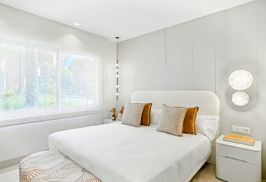 Impeccably renovated, south facing beach front, garden apartment located in the exclusive Menara Beach community on the sought-after New Golden Mile