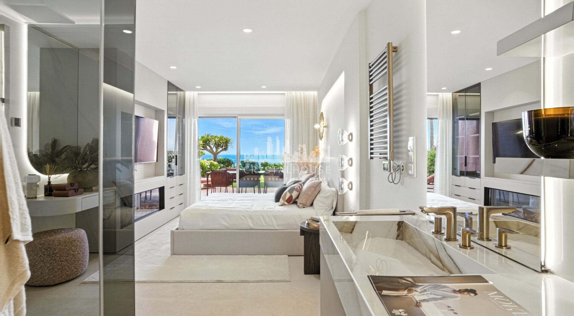 Impeccably renovated, south facing beach front, garden apartment located in the exclusive Menara Beach community on the sought-after New Golden Mile