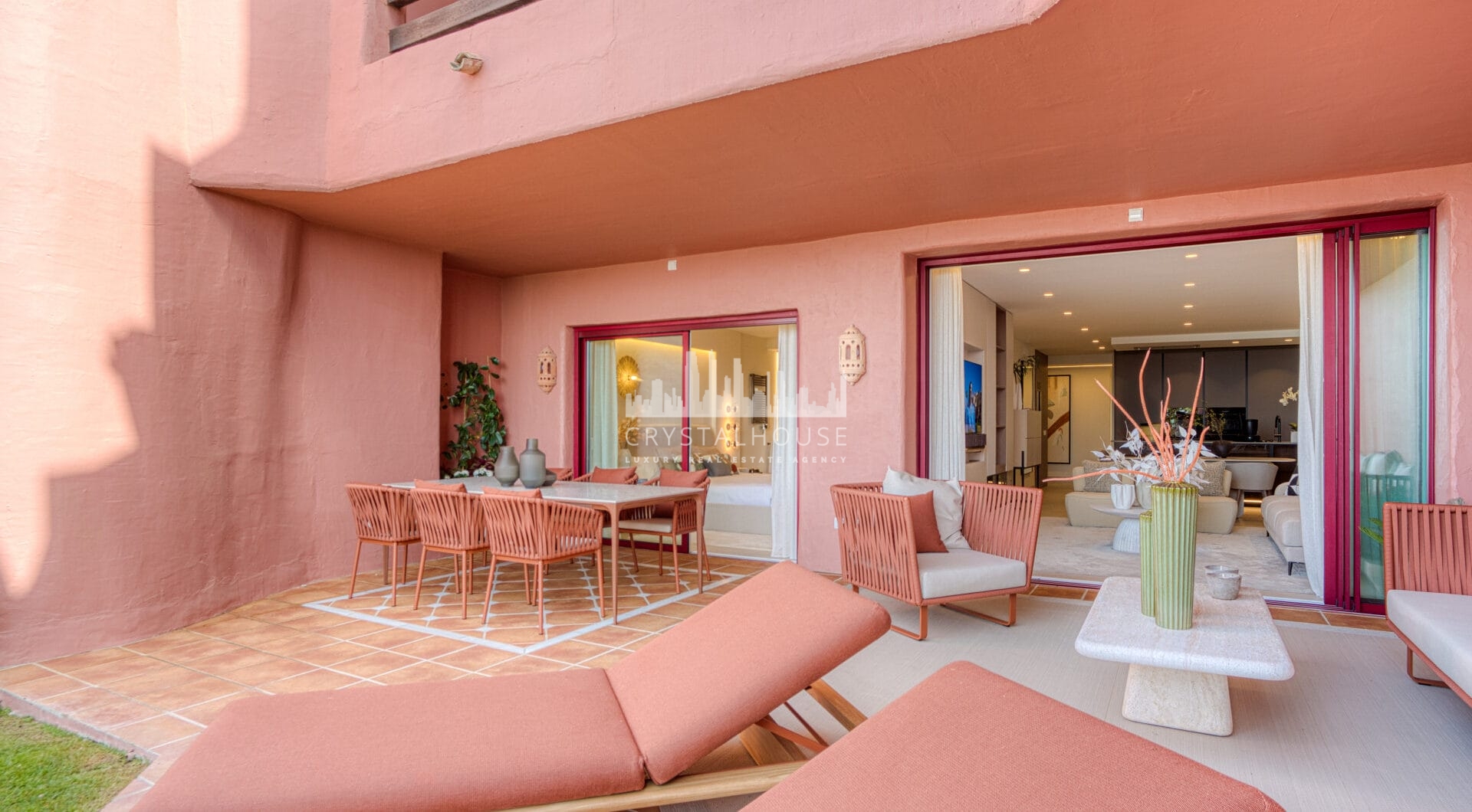 Impeccably renovated, south facing beach front, garden apartment located in the exclusive Menara Beach community on the sought-after New Golden Mile