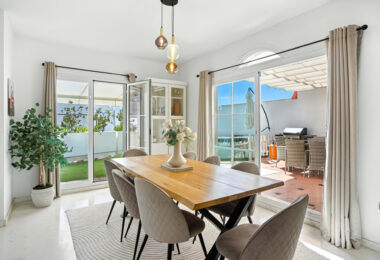 Stylish south west facing, three-bedroom semi detached townhouse located in Riviera del Sol