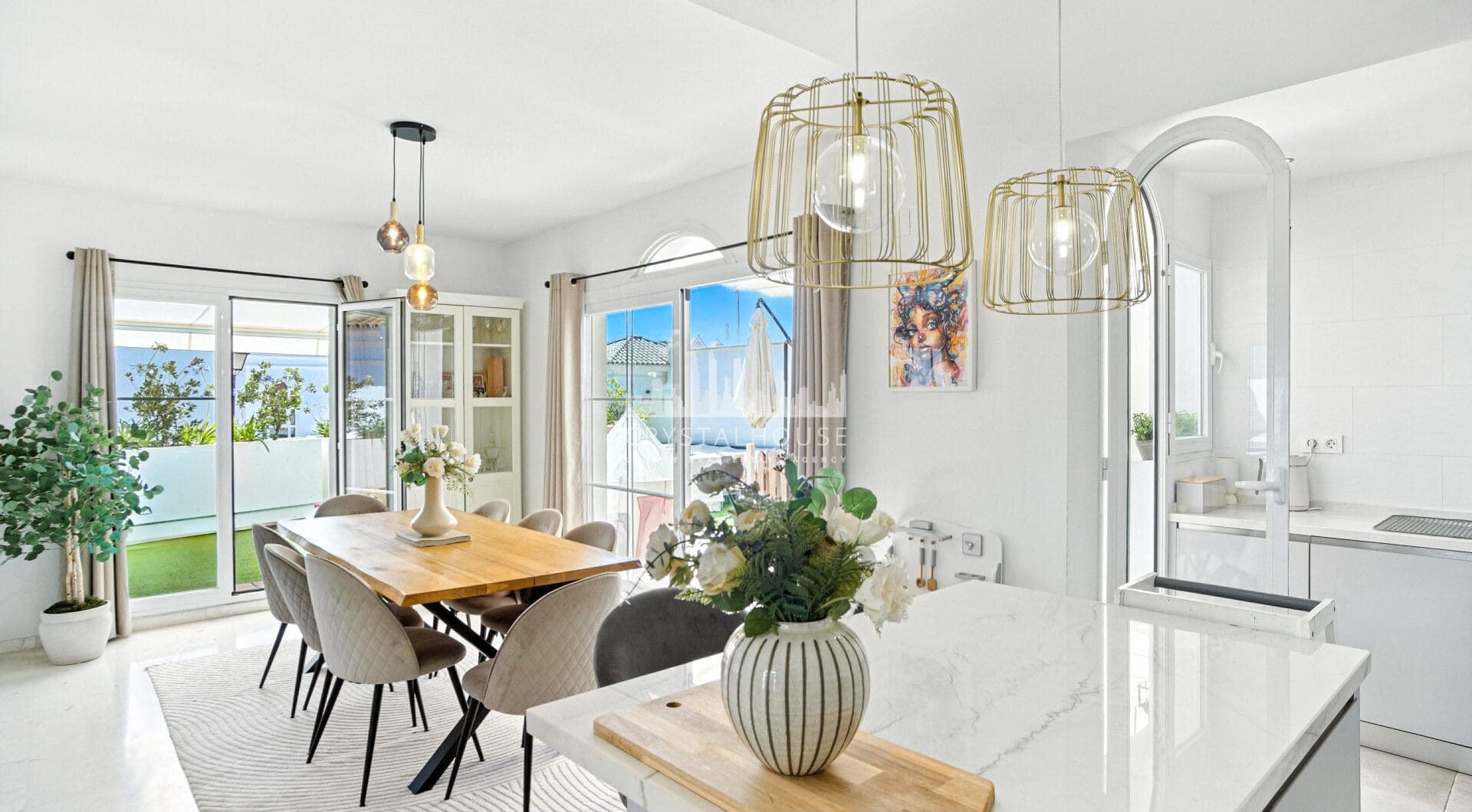 Stylish south west facing, three-bedroom semi detached townhouse located in Riviera del Sol