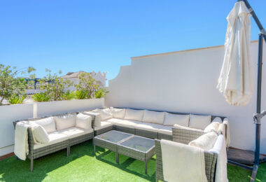 Stylish south west facing, three-bedroom semi detached townhouse located in Riviera del Sol
