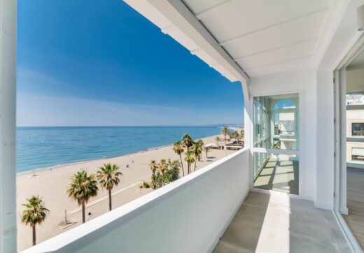 Stunning, south-facing fully renovated, three bedroom beachfront apartment in the heart of Estepona’s charming Old Town