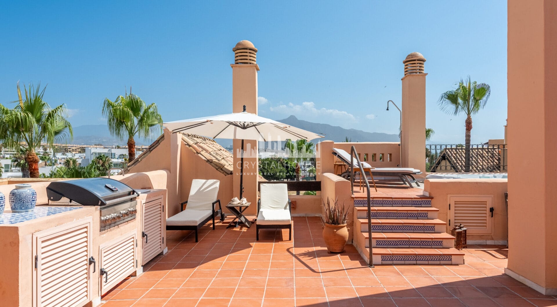 Incredible Solarium Terrace with Sea and Mountain Views  - Beachside Penthouse in Bahía Alcántara