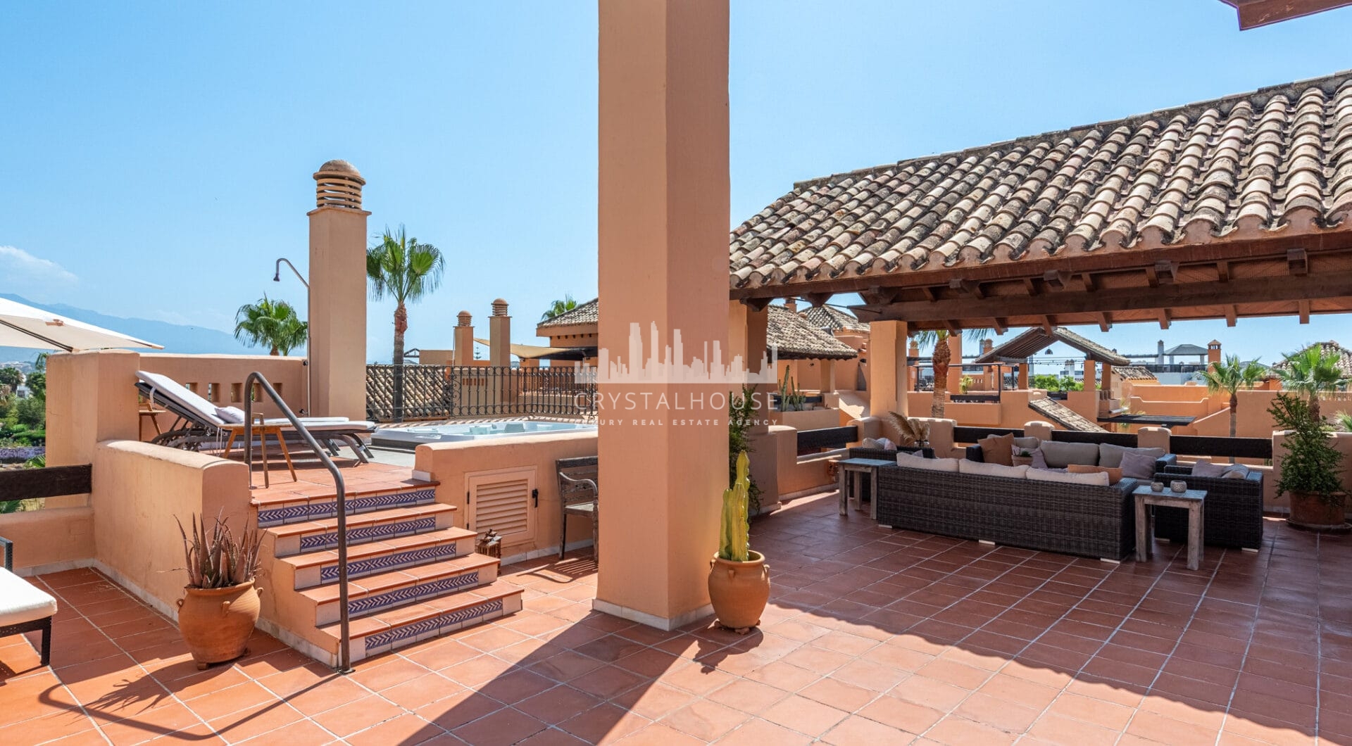 Incredible Solarium Terrace with Sea and Mountain Views  - Beachside Penthouse in Bahía Alcántara