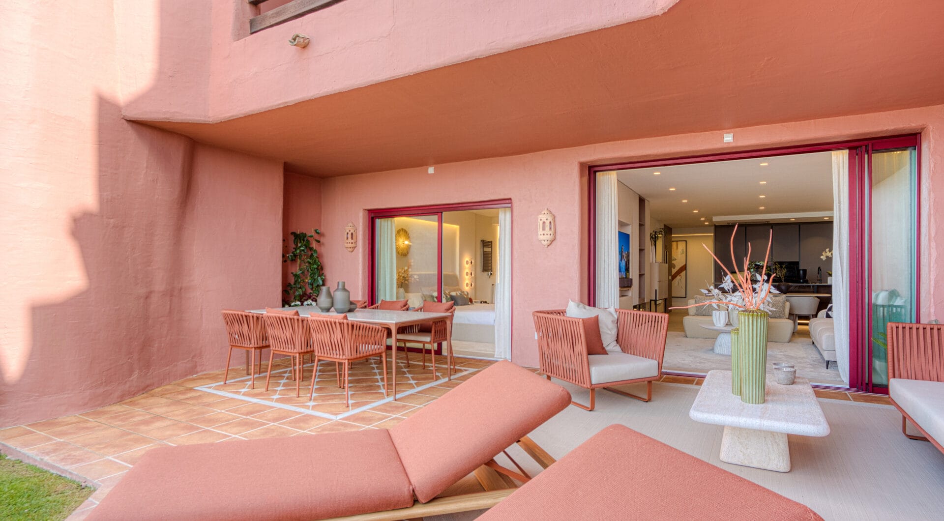 Impeccably renovated, south facing beach front, garden apartment located in the exclusive Menara Beach community on the sought-after New Golden Mile