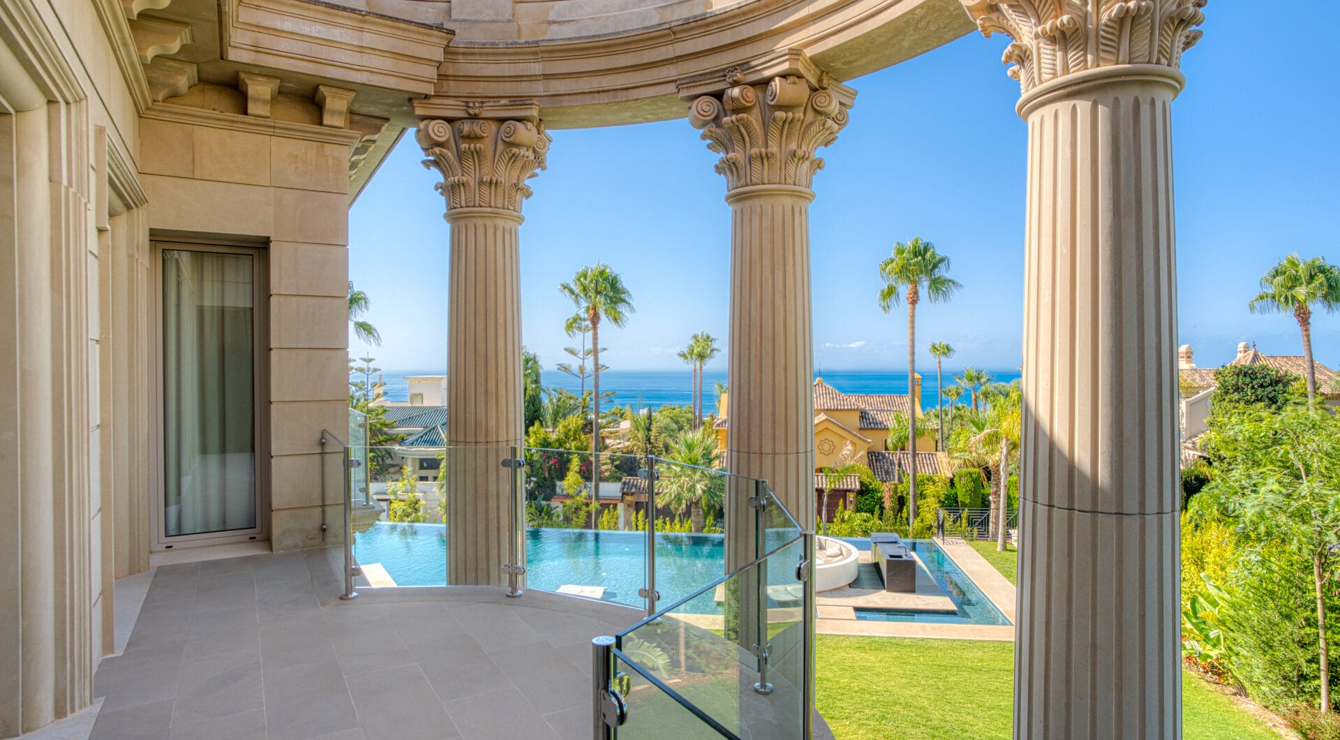 An architecturally unique, south-facing property located in the exclusive gated community of Sierra Blanca on Marbella’s prestigious Golden Mile