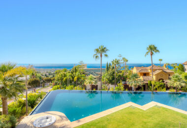 An architecturally unique, south-facing property located in the exclusive gated community of Sierra Blanca on Marbella’s prestigious Golden Mile