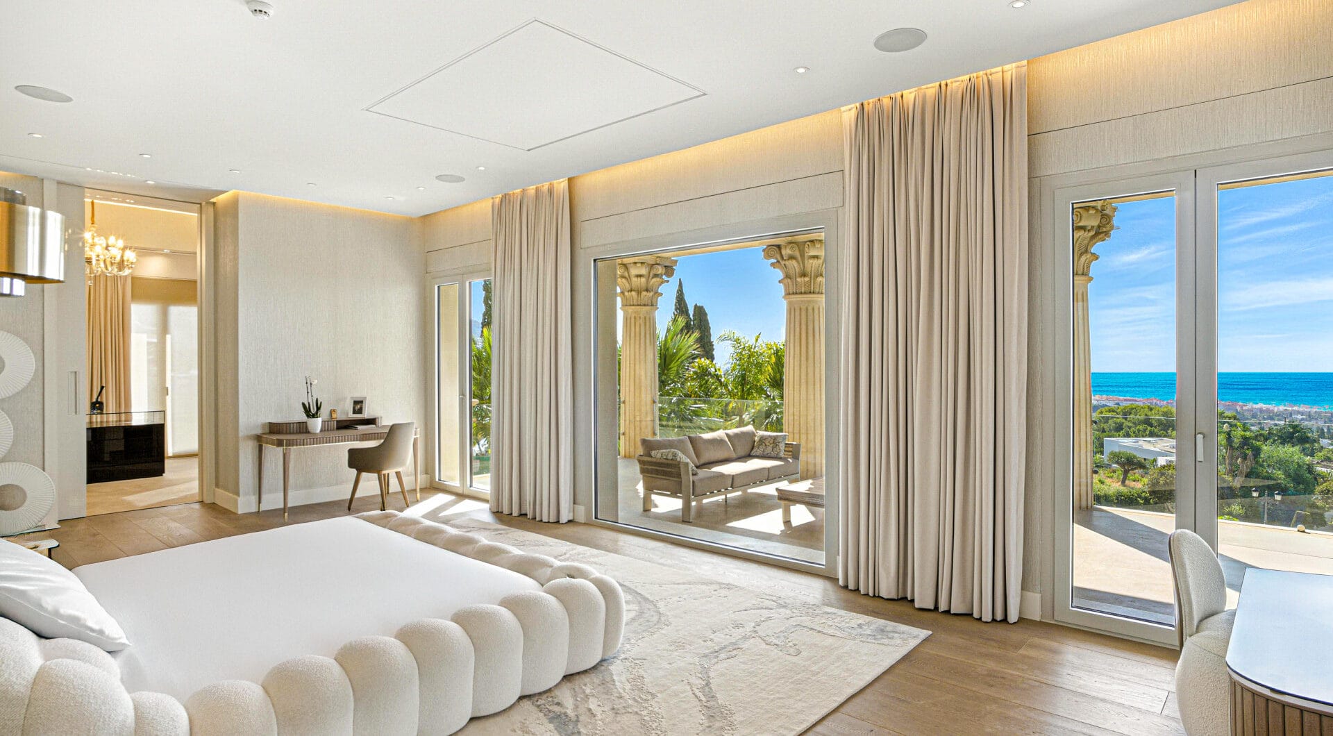 An architecturally unique, south-facing property located in the exclusive gated community of Sierra Blanca on Marbella’s prestigious Golden Mile