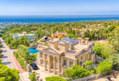 An architecturally unique, south-facing property located in the exclusive gated community of Sierra Blanca on Marbella’s prestigious Golden Mile