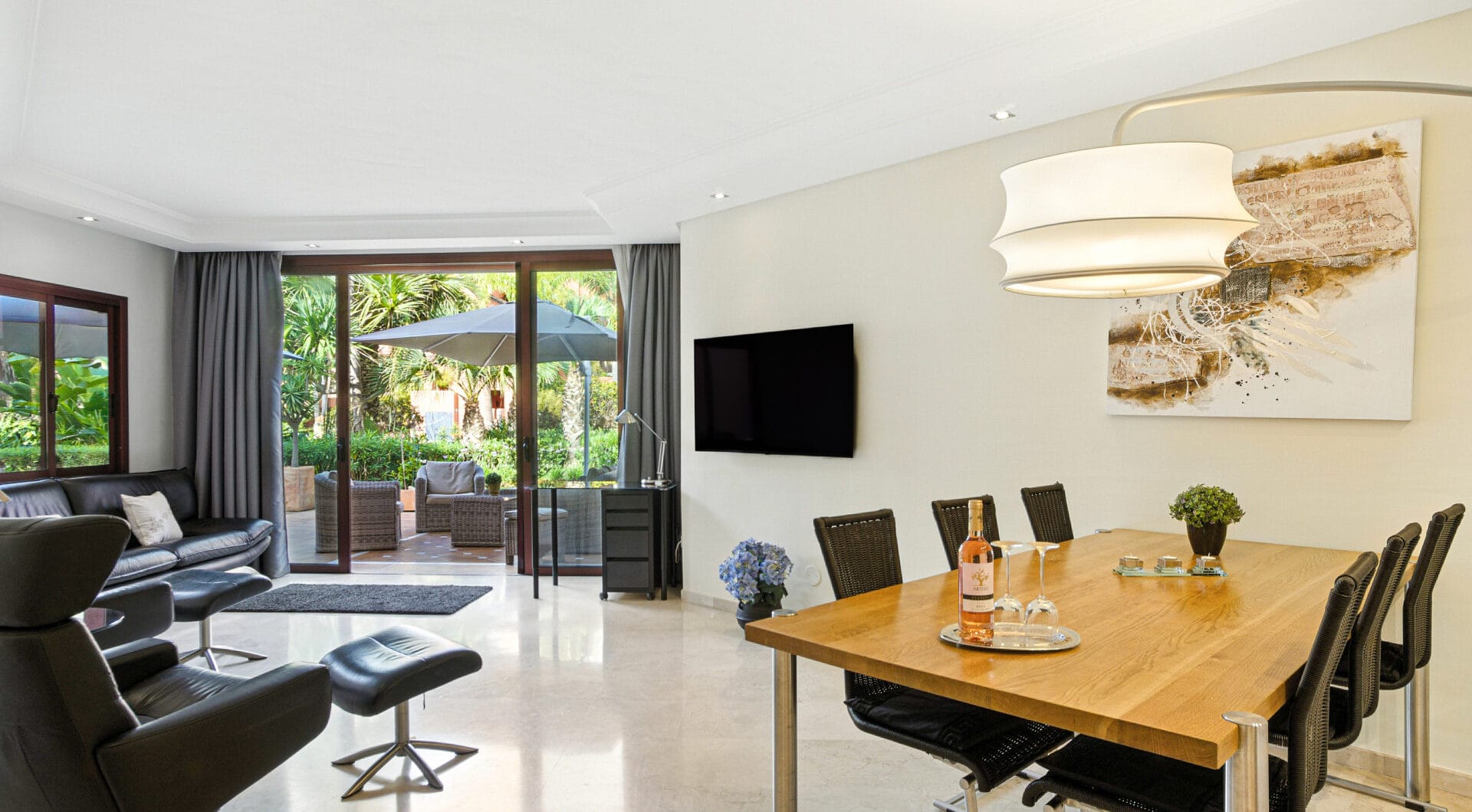 Immaculate three bedroom west facing ground floor apartment in the prestigious and gated beachfront community Menara Beach