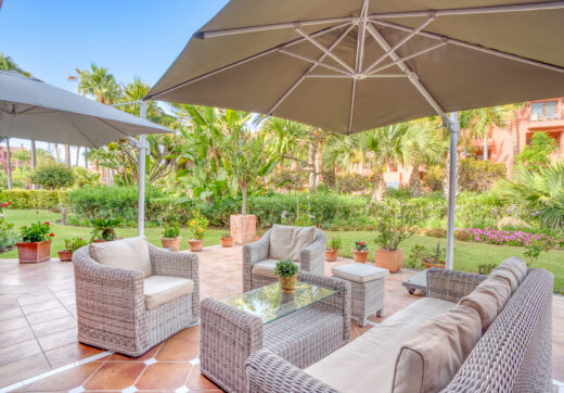Immaculate three bedroom west facing ground floor apartment in the prestigious and gated beachfront community Menara Beach