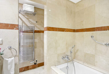 Immaculate three bedroom west facing ground floor apartment in the prestigious and gated beachfront community Menara Beach