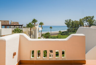 Stunning south-facing three bedroom penthouse located in the exclusive gated community of Bahia Del Velerin, Estepona.
