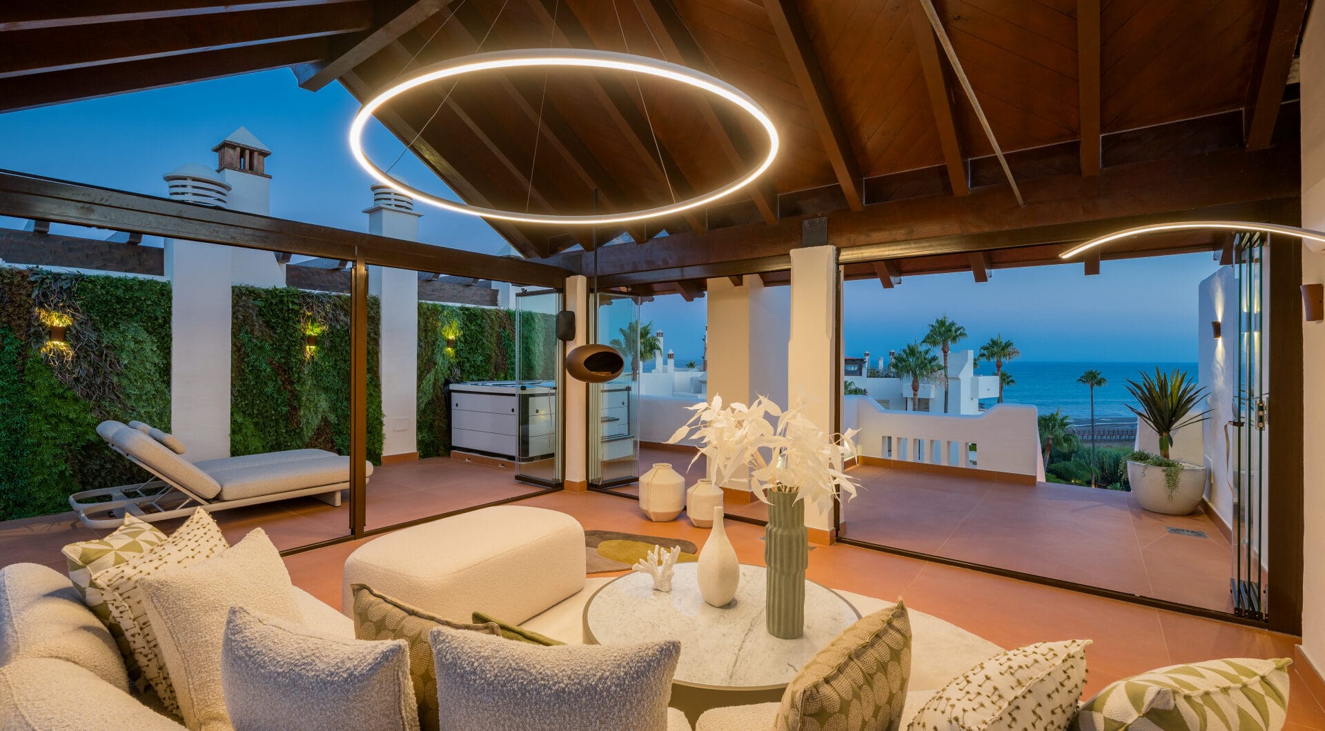Stunning south-facing three bedroom penthouse located in the exclusive gated community of Bahia Del Velerin, Estepona.