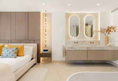 Stunning south-facing three bedroom penthouse located in the exclusive gated community of Bahia Del Velerin, Estepona.