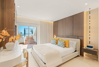 Stunning south-facing three bedroom penthouse located in the exclusive gated community of Bahia Del Velerin, Estepona.