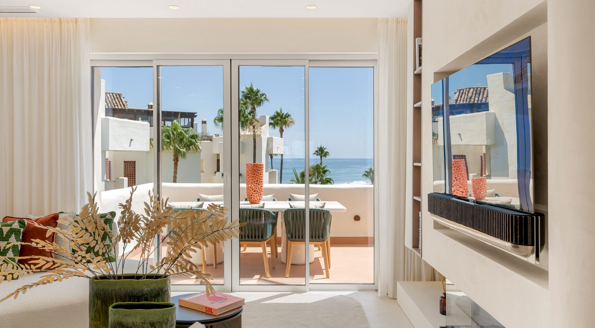Stunning south-facing three bedroom penthouse located in the exclusive gated community of Bahia Del Velerin, Estepona.