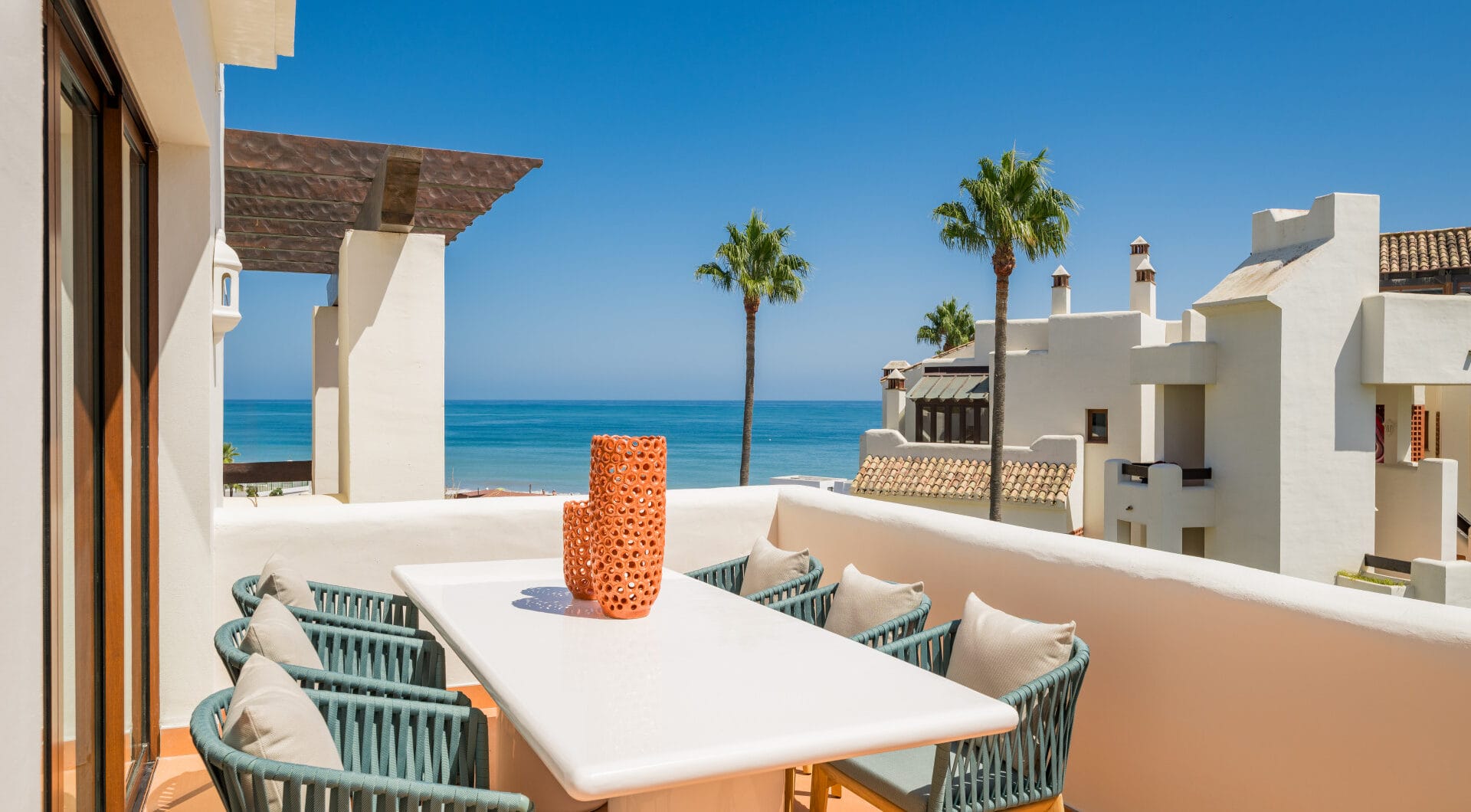 Stunning south-facing three bedroom penthouse located in the exclusive gated community of Bahia Del Velerin, Estepona.