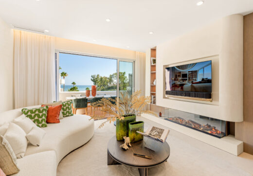 Stunning south-facing three bedroom penthouse located in the exclusive gated community of Bahia Del Velerin, Estepona.
