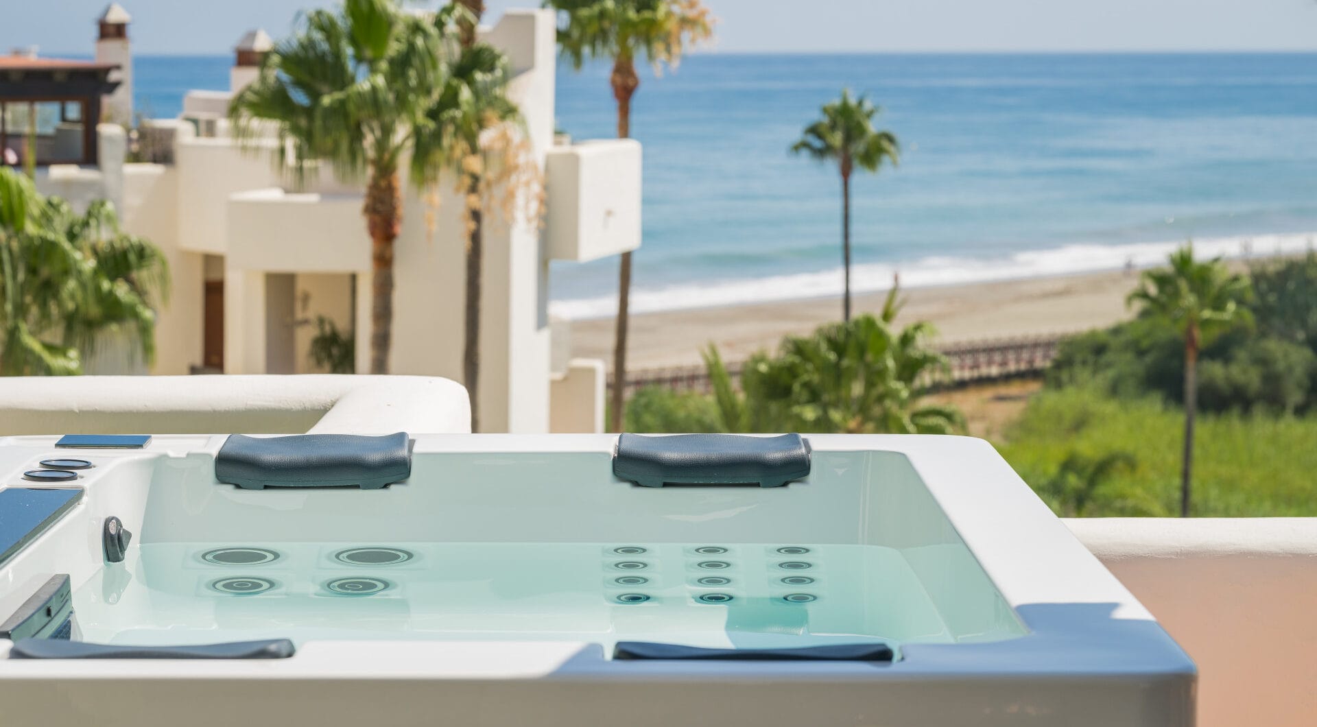 Stunning south-facing three bedroom penthouse located in the exclusive gated community of Bahia Del Velerin, Estepona.