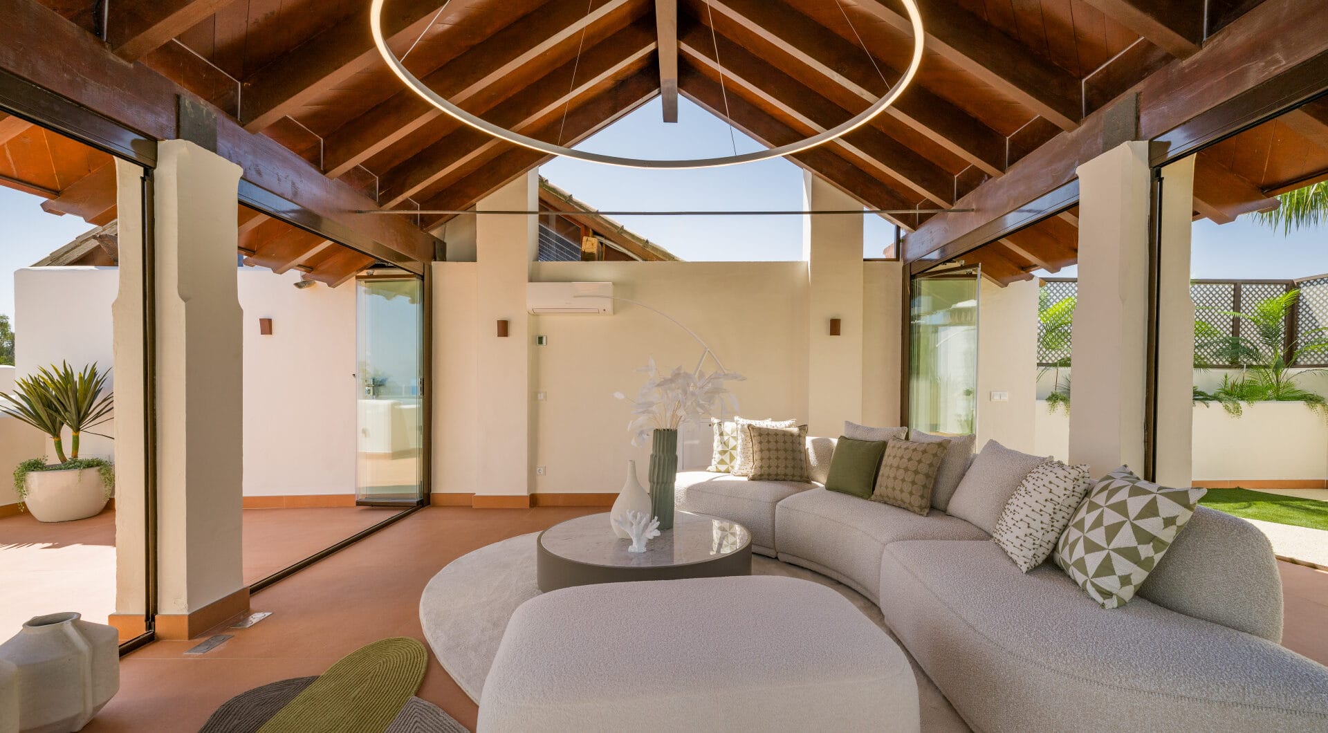 Stunning south-facing three bedroom penthouse located in the exclusive gated community of Bahia Del Velerin, Estepona.