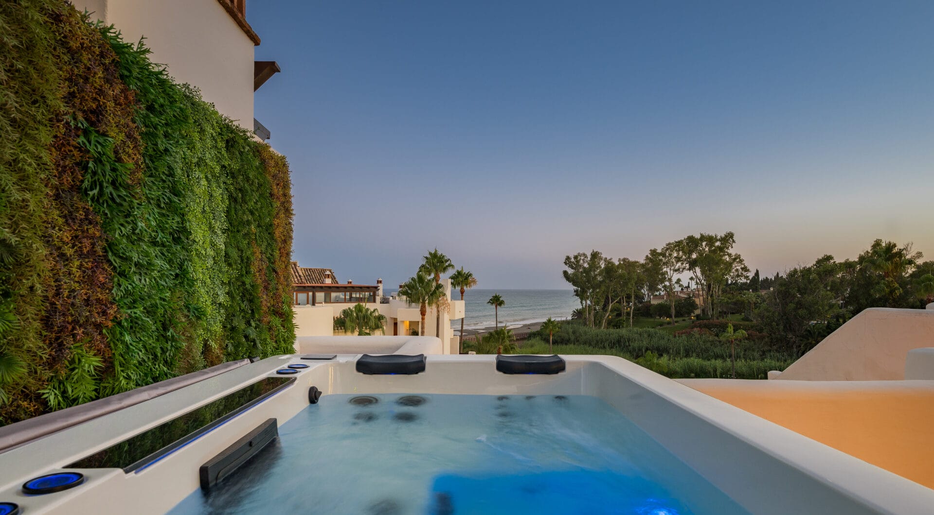 Stunning south-facing three bedroom penthouse located in the exclusive gated community of Bahia Del Velerin, Estepona.