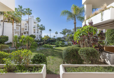 Beautifully renovated, south facing three-bedroom apartment located  in the prestigious gated community of Bahia del Velerin, Estepona