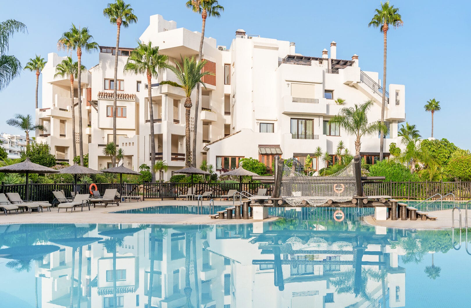 Beautifully renovated, south facing three-bedroom apartment located  in the prestigious gated community of Bahia del Velerin, Estepona