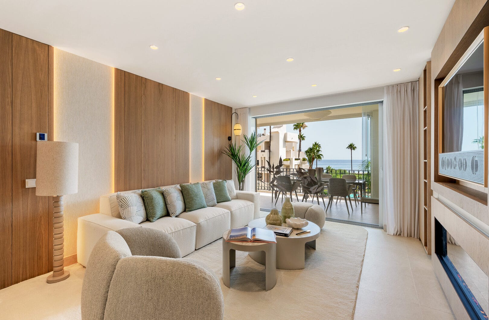 Beautifully renovated, south facing three-bedroom apartment located  in the prestigious gated community of Bahia del Velerin, Estepona