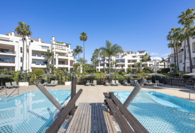 Beautifully renovated, south facing three-bedroom apartment located  in the prestigious gated community of Bahia del Velerin, Estepona