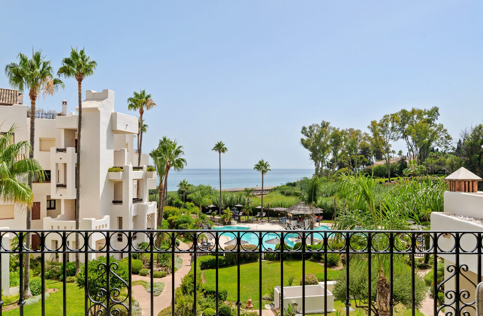 Beautifully renovated, south facing three-bedroom apartment located  in the prestigious gated community of Bahia del Velerin, Estepona