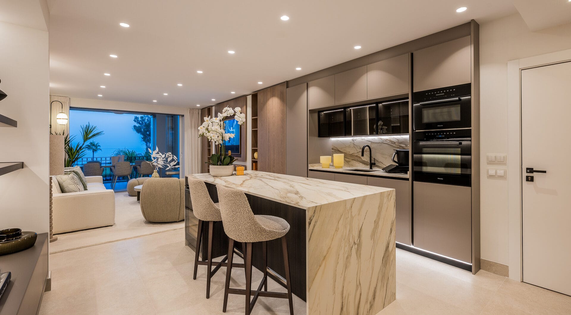 Beautifully renovated, south facing three-bedroom apartment located  in the prestigious gated community of Bahia del Velerin, Estepona