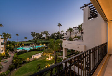 Beautifully renovated, south facing three-bedroom apartment located  in the prestigious gated community of Bahia del Velerin, Estepona