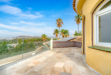 Spectacular south facing five bedroom villa in El Chaparral, Mijas Costa with panoramic sea views