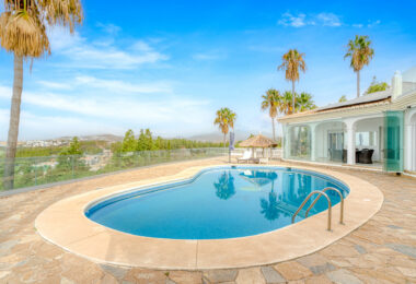 Spectacular south facing five bedroom villa in El Chaparral, Mijas Costa with panoramic sea views