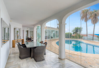 Spectacular south facing five bedroom villa in El Chaparral, Mijas Costa with panoramic sea views