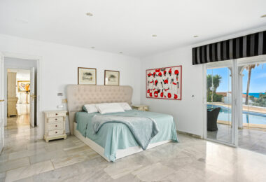 Spectacular south facing five bedroom villa in El Chaparral, Mijas Costa with panoramic sea views