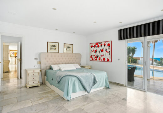 Spectacular south facing five bedroom villa in El Chaparral, Mijas Costa with panoramic sea views