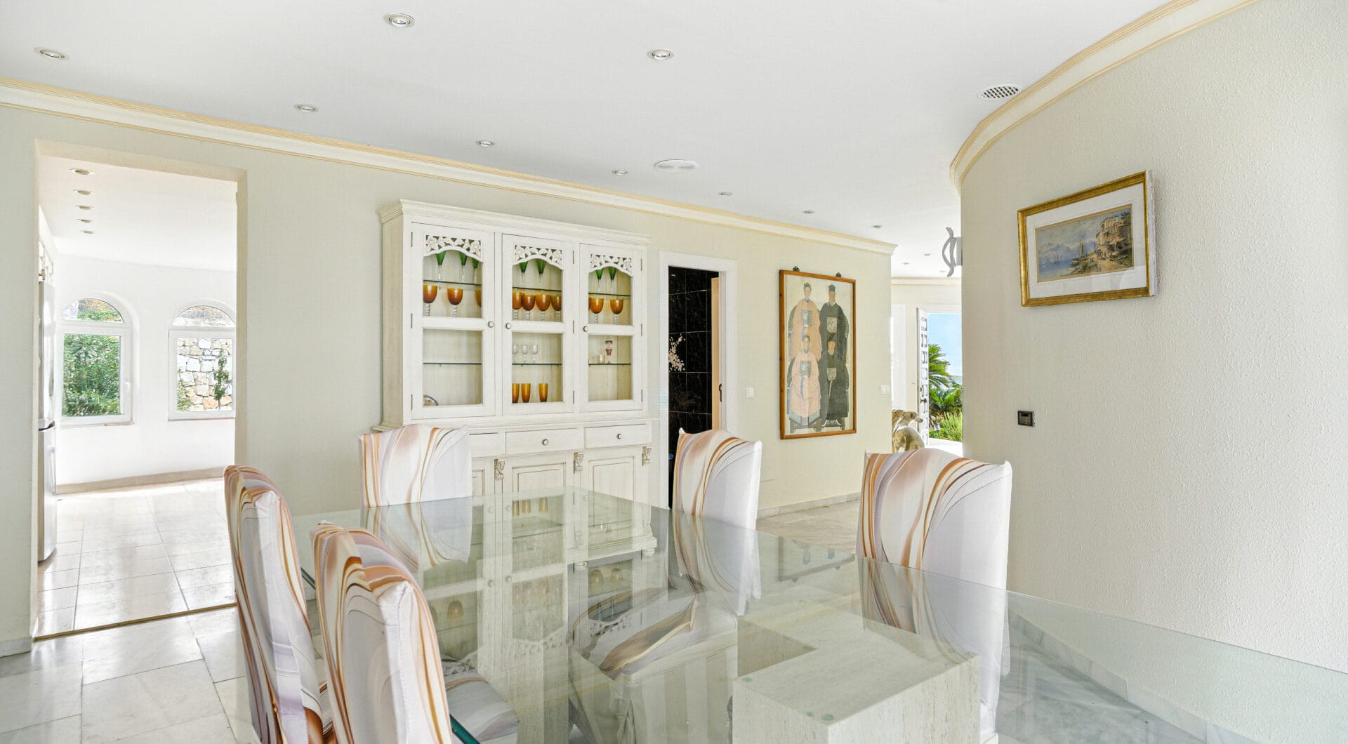 Spectacular south facing five bedroom villa in El Chaparral, Mijas Costa with panoramic sea views