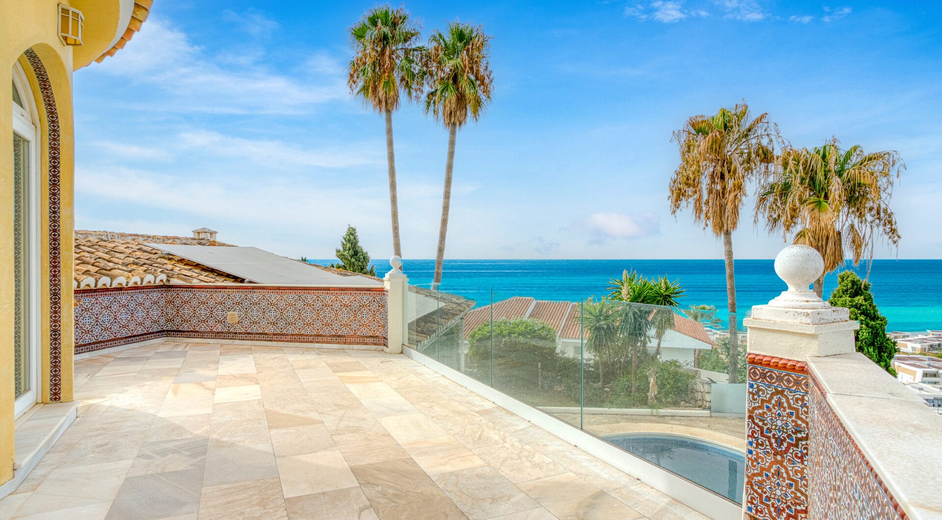 Spectacular south facing five bedroom villa in El Chaparral, Mijas Costa with panoramic sea views