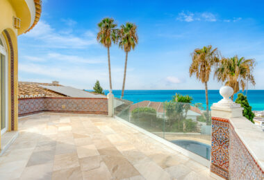 Spectacular south facing five bedroom villa in El Chaparral, Mijas Costa with panoramic sea views