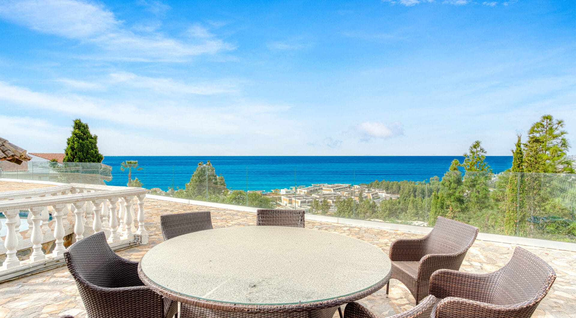 Spectacular south facing five bedroom villa in El Chaparral, Mijas Costa with panoramic sea views