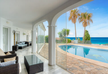 Spectacular south facing five bedroom villa in El Chaparral, Mijas Costa with panoramic sea views