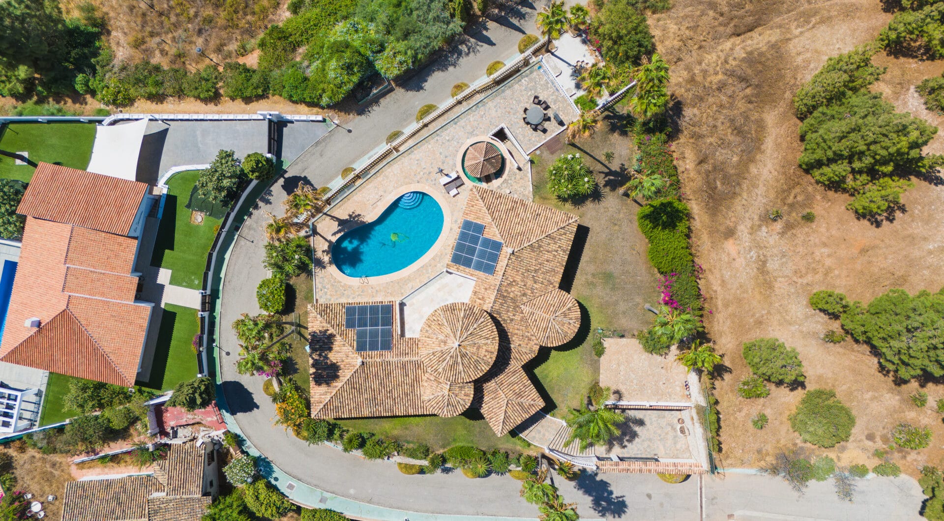 Spectacular south facing five bedroom villa in El Chaparral, Mijas Costa with panoramic sea views