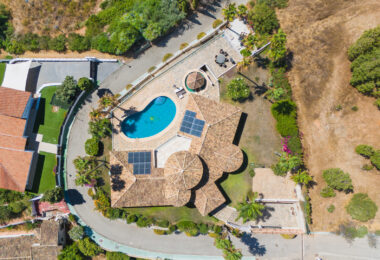 Spectacular south facing five bedroom villa in El Chaparral, Mijas Costa with panoramic sea views
