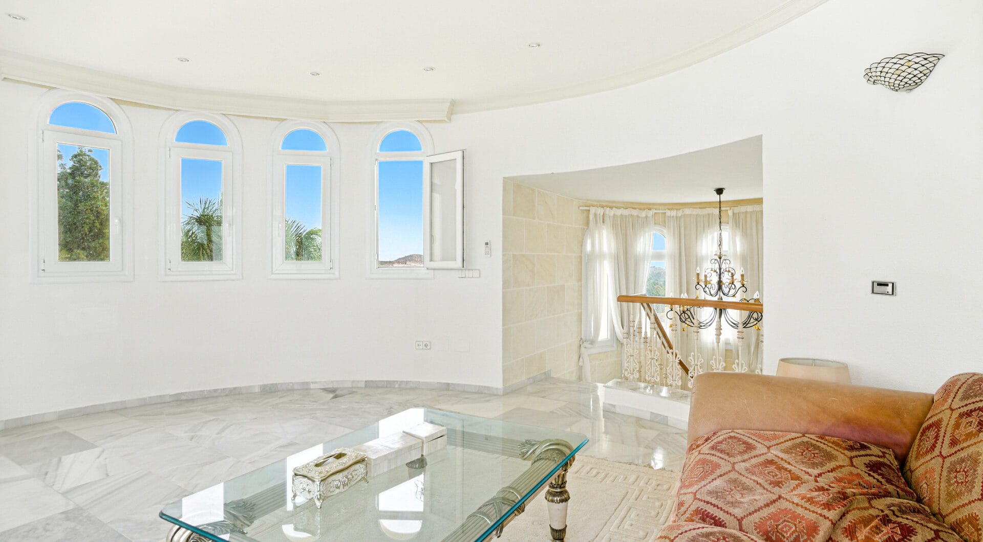 Spectacular south facing five bedroom villa in El Chaparral, Mijas Costa with panoramic sea views