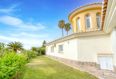 Spectacular south facing five bedroom villa in El Chaparral, Mijas Costa with panoramic sea views
